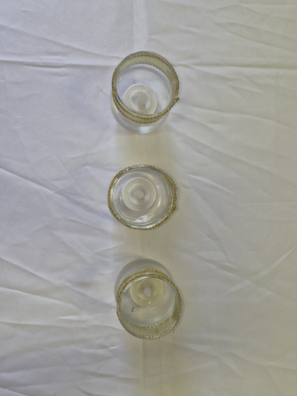 Gold Rim Glass Tea Light LED Holder Set - Picture 2 of 5